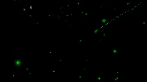 Green Glowing Particles Floating In Dark Space Animation Clip 4K 库存影片 332866614