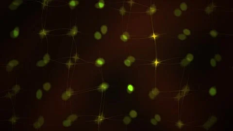 Green Glowing Particles Moving on a Dark Grid Network Background for Tech V.. Stock Footage 343716313