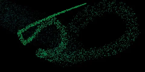 Green glowing particles vertical all the video rising on black background w.. Stock Footage 313155575
