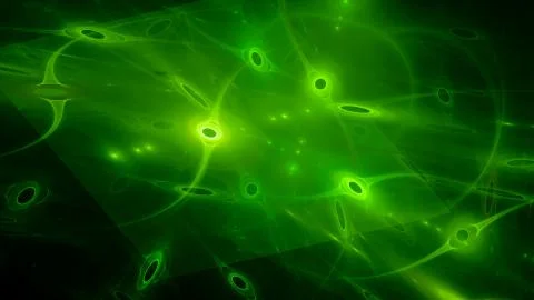 Green glowing quantum correlation abstract background Stock Illustration