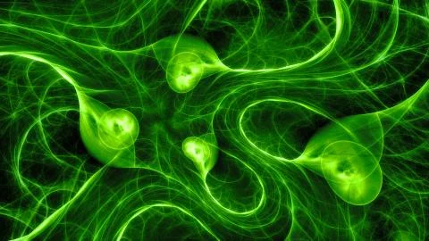 Green glowing quantum correlation abstract background Stock Illustration