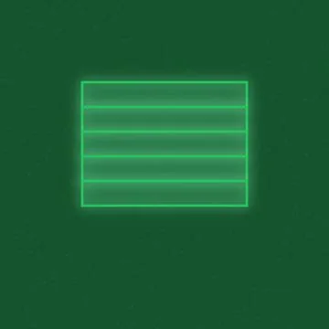 Green glowing rectangular interface with horizontal lines on dark background Stock Illustration