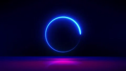 Green glowing ring on floor. Circle podium or teleport. Futuristic product stand Stock Footage 305581336