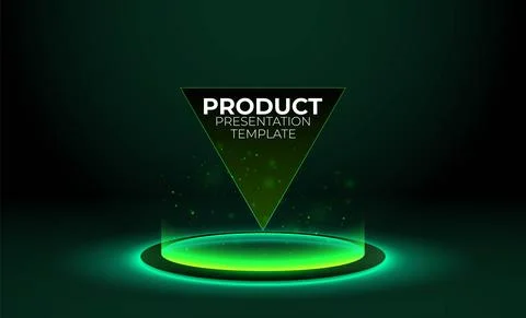 Green glowing ring on floor. Circle podium or teleport. Futuristic product stand 스톡 일러스트