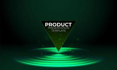 Green glowing ring on floor. Circle podium or teleport. Futuristic product stand Stock Illustration