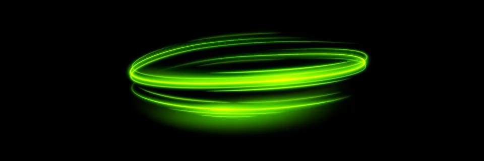 Green glowing shiny lines effect vector background. Luminous white lines of.. Stock Illustration