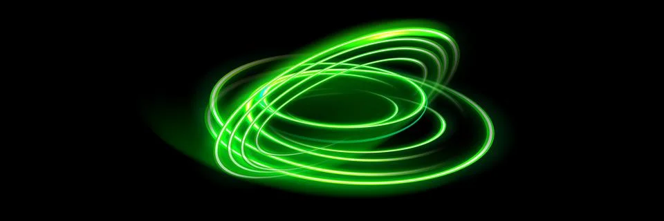 Green glowing shiny lines effect vector background. Luminous white lines of Stock Illustration