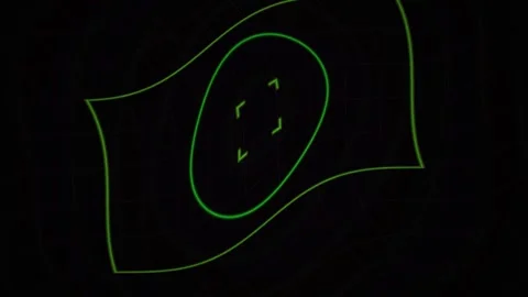 Green Glowing Target Grid Showing Abstract Warping Motion on Dark Background Stock Footage 343716552