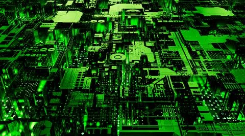 Green glowing technologic modern cyber punk background Stock Illustration