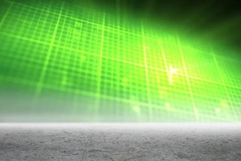 Green glowing technology grid above desert Stock Illustration