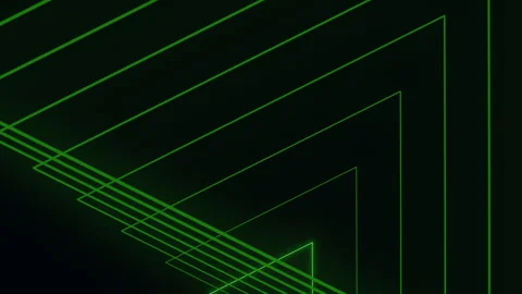 Green glowing triangle pattern on black background Stock Footage 254159034