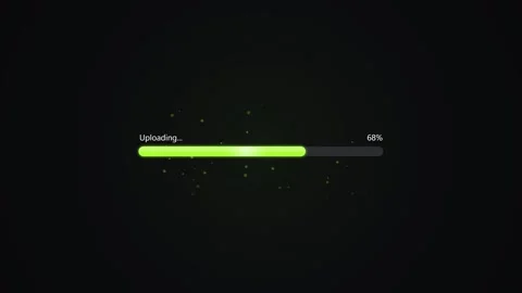 Green Glowing Uploading Progress Bar Animation Reaching 100 Percent Completion 動画素材 347263360
