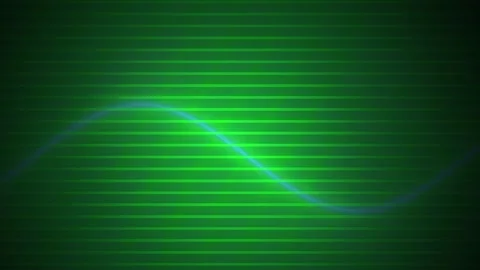 Green Glowing Wave Motion on Striped Abstract Background for Technology Theme Stock Footage 343716719