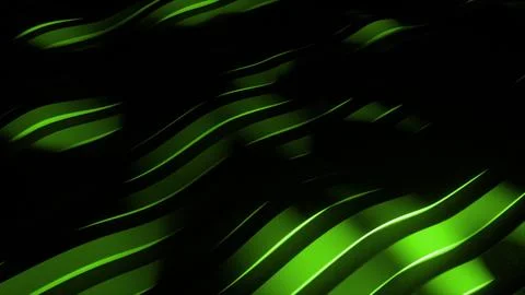 Green glowing wavy lines creating abstract motion background Stock Illustration