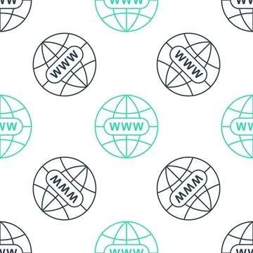 Green Go To Web icon isolated seamless pattern on white background. Www icon イラスト素材
