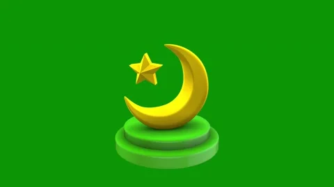 Green gold crescent star arrow golden letter c green screen animated Stock-Footage 314067980