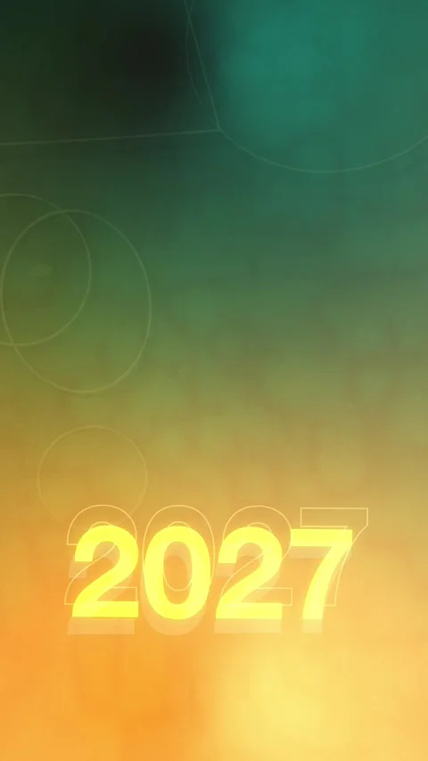 Green gold gradient with 2027 New Year numbers and circles, Loop Animation Stock Footage 341857211