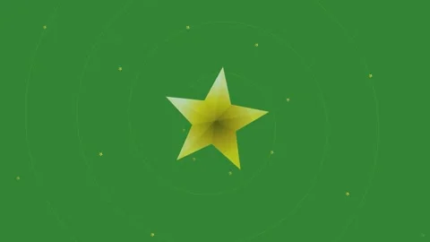 Green Gold Star Circle Horizontal 16:9 Green Screen Stock Footage 340462317