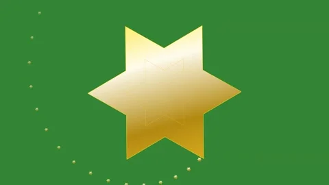 Green Gold Star Horizontal 16:9 Green Screen Stock Footage 340458738