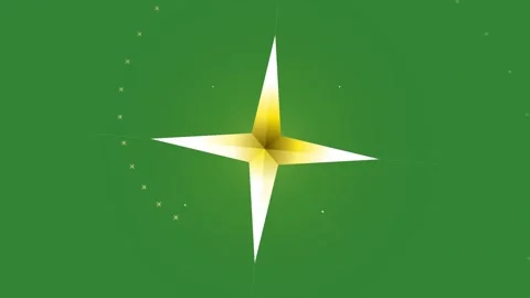 Green Gold Star Horizontal 16:9 Green Screen Stock Footage 340462220