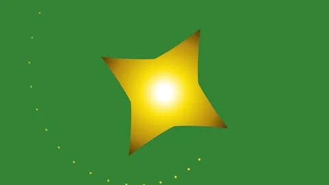 Green Gold Star Horizontal 16:9 Green Screen Stock Footage 340462241