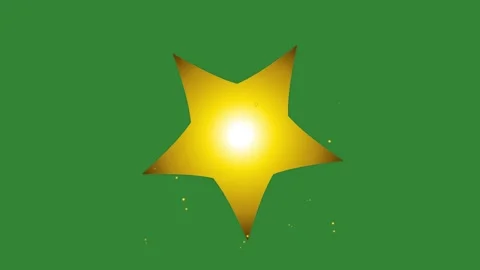 Green Gold Star Horizontal 16:9 Green Screen Stock Footage 340462256