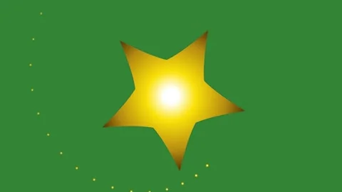 Green Gold Star Horizontal 16:9 Green Screen Stock Footage 340462267