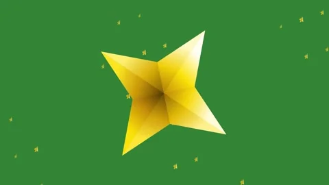 Green Gold Star Horizontal 16:9 Green Screen Stock Footage 340462289