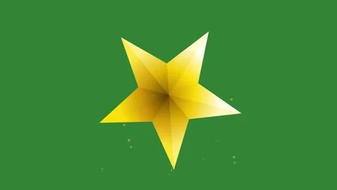 Green Gold Star Horizontal 16:9 Green Screen Stock Footage 340462307