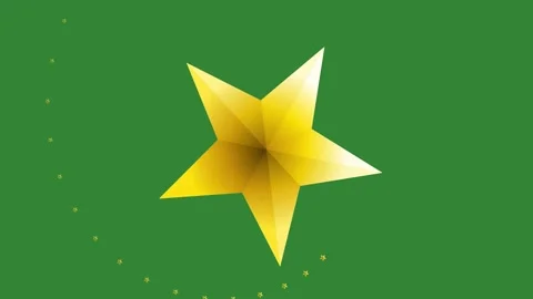 Green Gold Star Horizontal 16:9 Green Screen Stock Footage 340462315