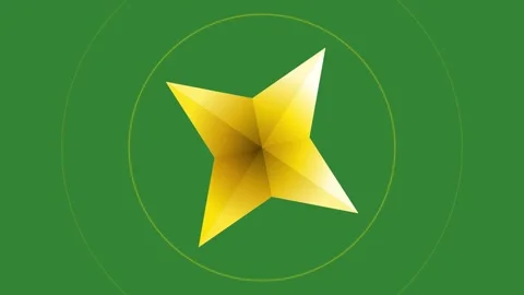 Green Gold Star Logo Horizontal 16:9 Green Screen Stock Footage 340462292