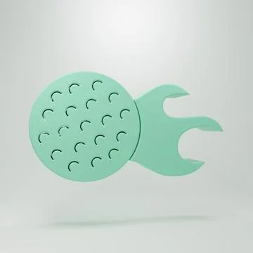 Green Golf ball icon isolated on grey background. Minimalism concept. 3D re.. Stock Illustration
