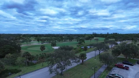 Green Golf Course Drop Down Aerial Shot 4k Stock Footage 292739423