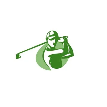 Green golf player logo template vector illustration Stock Illustration