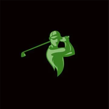 Green golf player logo vector illustration. Stock Illustration