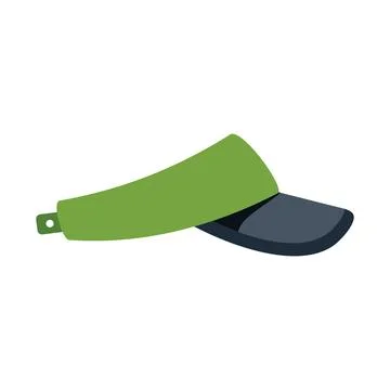Green golf visor cap with size adjustment strap showing side view Illustrazione stock
