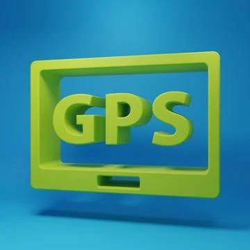 Green Gps device with map icon isolated on blue background. Minimalism conc.. 스톡 일러스트