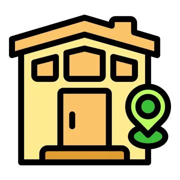 Green gps pin pointing two story home location Illustrazione stock