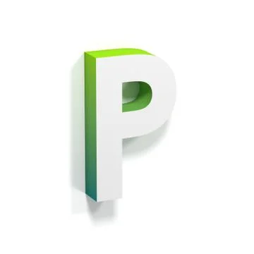 Green gradient and soft shadow letter P Stock Illustration