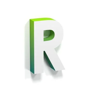 Green gradient and soft shadow letter R Stock Illustration