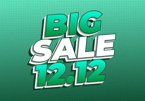 Green gradient background with Big Sale 12.12 in bold white and green text. Stock Illustration