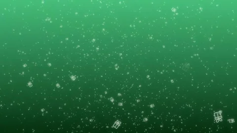 On a green gradient background, gift boxes with bows painted with a white stroke Stock Footage 252189725