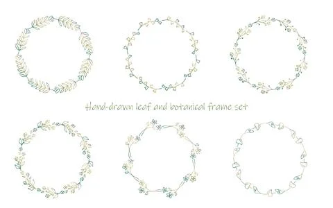 Green Gradient Botanical Frame Set Illustration