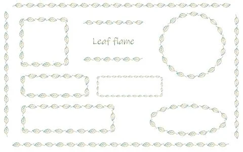 Green Gradient Botanical Leaf Frame and Line Set イラスト素材