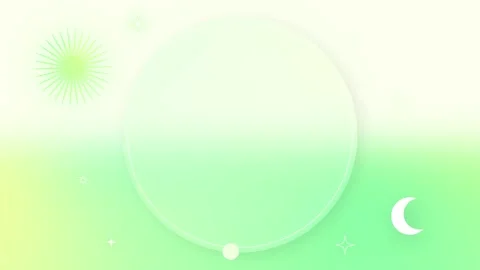 Green Gradient Celestial Background with Sun Moon and Circular Frame Stock Footage 326707386