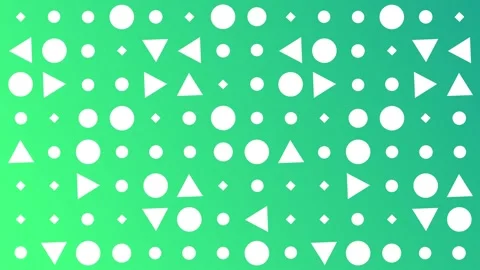 Green gradient with circles, triangles, diamonds, seamless looping. Stock Footage 286417321