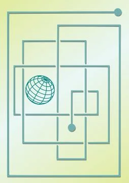 Green gradient with dark green lines like a labyrinth, embossed design, symbole Stock Illustration