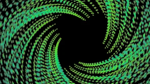 Green gradient dotted square spiral vortex circle. 3d squarish dots swirl p.. Stock Footage 259199709