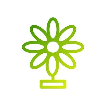 Green gradient flower icon with simple design style Stock Illustration