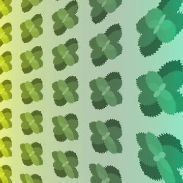 Green gradient fractal background with stylized mint leaves Stock Illustration